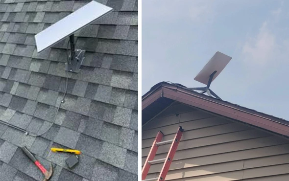 Starlink satellite internet setup offers low-latency, high-speed internet service.